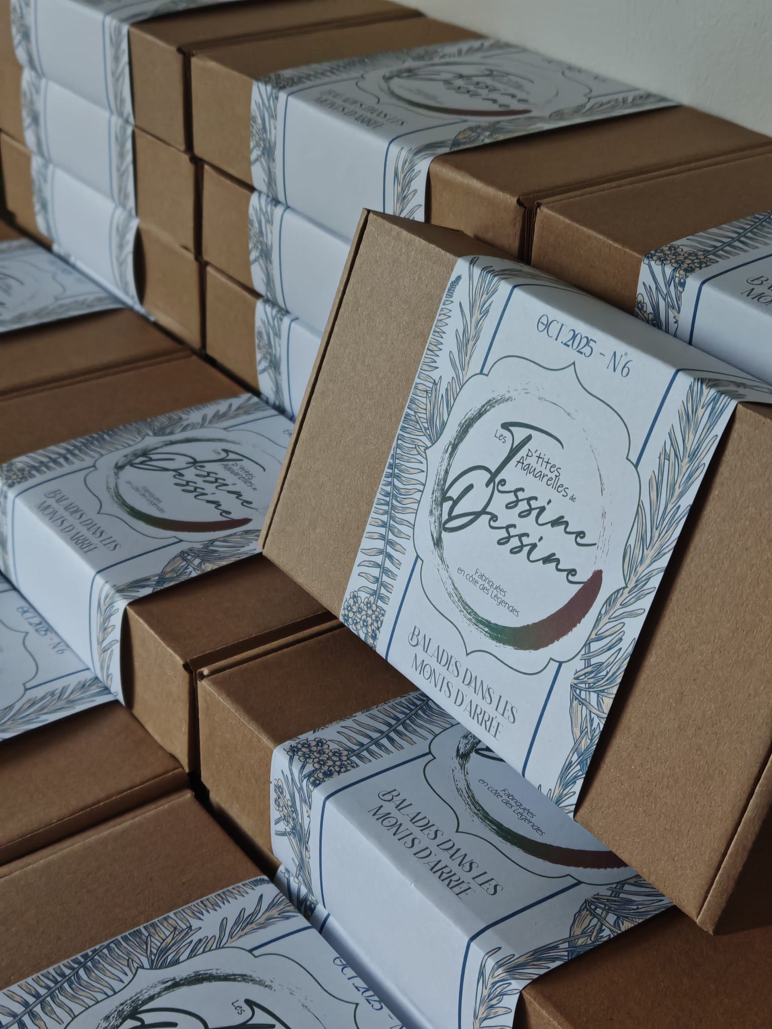 Photo de box mensuelles produites par Tessine Dessine